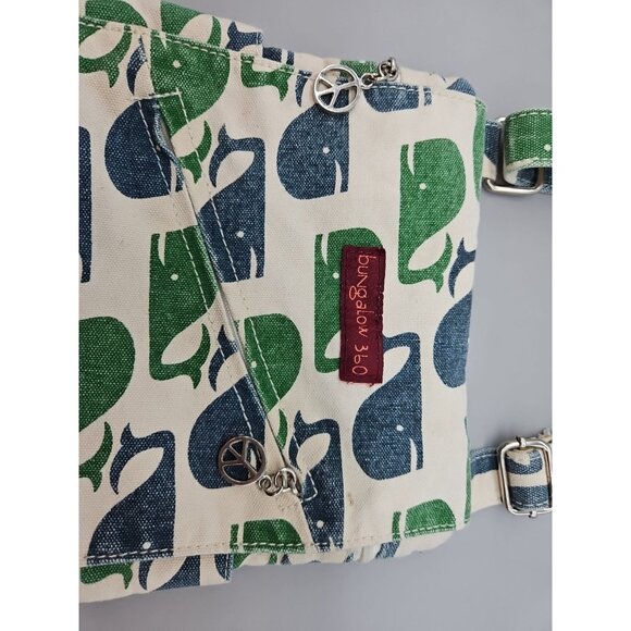 Bungalow 360 Whale Canvas Crossbody Purse Adjustable Polka Dot Lining - Picture 5 of 9